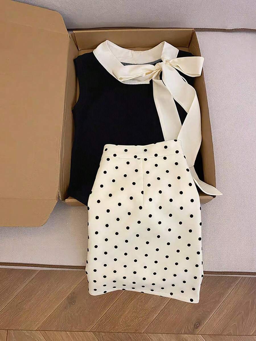 GlowEve Elegant Two Pieces Knitted Summer Set For Women - Multicolor - View 1