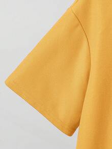 SHEIN Tween-Jungen Lässig vielseitige bequeme Poloshirt mit Stehkragen und Reißverschluss, locker geschnitten, kurzärmlig, einfarbig, geeignet für Pendeln, Schule, Lässig, Urlaub, Sport, Frühling/Sommer - Gelb - Übersicht 10