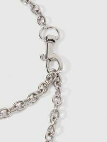 Kawaii 1件黑色复古十字架装饰时尚个性简约金属链辣妹女士领带，酷炫帅气街头中性领带，适合音乐节、大学、旅行、约会等场合。 - 紅色 - 查看 4