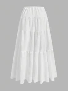 SHEIN EZwear Váy xếp tầng dệt jacquard phong cách thường ngày dành cho nữ, thích hợp cho kỳ nghỉ hè. - Nhiều màu - Xem 2
