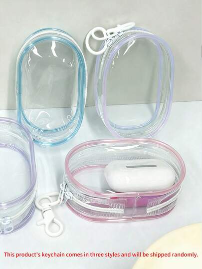 1PC Minimalist Practical Portable Hook Organizer Pouch,Portable Mini Transparent Zipper Storage Bag, Compact Multifunctional Storage Bag, Headphone And Charger Case With Keychain, Transparent Travel Accessories For Travel Storage Bag,Makeup Bag,Vacation Organizer, Makeup Organizer Makeup Case, For Lipstick, Brush, Skincare, Mobile Phone, Coin, Small Items, For Home,Gift,Vacation And Festival Christmas Multifunctional Use,Boho Vibes