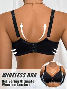 DesireSculpt Women's Comfortable Solid Sexy Romantic & Simple Cross Strap Wire-Free Soft Cup Anti-Sagging Bra - Black - View 2