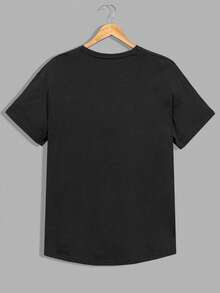 RueChic 3 Pack Men's Letter Print Round Neck Short Sleeve Casual T-Shirts With Rounded Hem - Multicolor - View 5