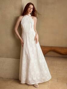 MOTF PREMIUM 优雅蕾丝刺绣连衣裙，春夏款 - 白色 - 查看 1