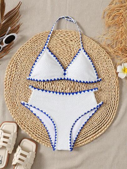 SHEIN Baddräkt i minimalistiskt, bekvämt och avslappnat material för tweenflickor