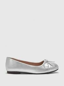 CUCCOO BIZCHIC 女士方头亮片拼接鞋，优雅银色鞋 - 銀色 - 查看 8