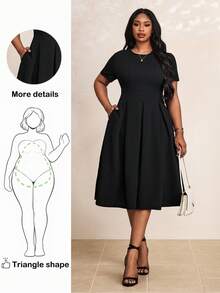 Truni 春夏秋冬优雅办公室派对新年女士连衣裙 春夏秋冬优雅办公室派对新年女士连衣裙度假装女士沙滩装女士海滩度假沙滩裙婚礼宾客连衣裙女士商务休闲女士舞会礼服 - 黑色 - 查看 1