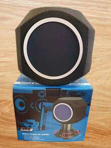 1 Pc Microphone Windscreen Pop Filter With Mic Stand&Phone Holder,Recording Shield,Mic Isolation Ball Sound-Absorbing Foam Windscreen For Large Mic, Studio Equipment Indoor & Outdoor Recording - Black - View 3