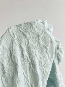 Elamini Women's Fashion Cap Sleeve Ruffle Trim 3D Floral Bodysuit - Blue - View 6