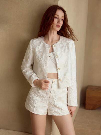 MOTF PREMIUM JACQUARD FAUX PEARL & RHINESTONE DECOR JACKET, SPRING/SUMMER