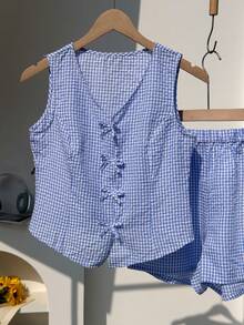 Bộ áo sơ mi nữ tuổi teen dịu dàng và ngọt ngào, phối màu hài hòa, thiết kế thoải mái, phù hợp cho trường học, đi làm, học tập và mặc hàng ngày, thích hợp cho mùa xuân. - Màu xanh nhạt - Xem 2