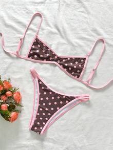 Swim Vcay Women's Summer Beach Polka Dot Print Sexy Bikini Swimsuit Set - Multicolor - View 1