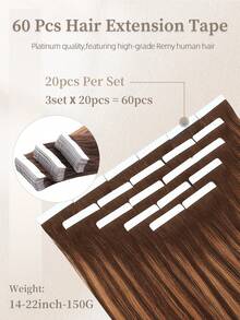60pcs Tape In Hair Extensions 100% Human Hair #T4-P4/27 Balayage Chocolate Brown To Caramel Blonde Straight Style In 14-22 Inch Lengths Extensions Silky Seamless Invisible Top Quality Thick Ends Healthy Human Hair Extensions For Thin Hair And Salon Use - ST4-P4/27 - View 3