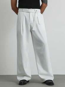 HUEFORM Quần dài nam dáng suông xếp ly, chống nhăn, thoáng mát, kiểu dáng cổ điển, quần ống rộng thoải mái, quần maxi ống suông đa năng. - trắng - Xem 7