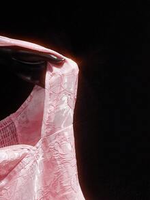 Amplova 女士花卉提花深V露背蝴蝶结装饰无袖性感时尚迷你连衣裙 - 淺粉色 - 查看 15