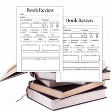 1/2/4/6本装书评记事本，5.5 x 3.9英寸，自粘式小记事本，阅读笔记用品，每本40页。 - 黑與白 - 查看 4