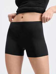 Loungeista 女士冰丝裤中腰无缝弹力短裤防走光防卷边 - 黑色 - 查看 4
