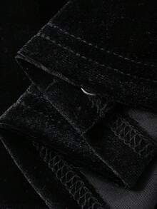 FRIFUL 2pcs Women Velvet Camisole And Cardigan Set - Black - View 7