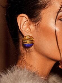 Glisma 18K镀金女士耳环套装，西式珠宝，复古风格，宝石镶嵌，适合秋冬季节，送给妈妈/女士/女孩/母亲，高级/性感/优雅，适合夏季/海滩/舞会，多层设计，宝石/串珠/水晶，魅力十足/粗犷风格 - 藍色 - 查看 3