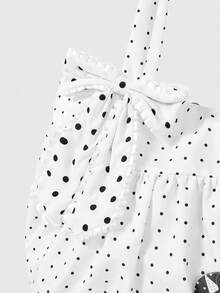 ROMWE Anime 白色波点帆布单肩包，配有波点蝴蝶结和音乐徽章 - 多功能通勤包/单肩包。 - 彩色 - 查看 3