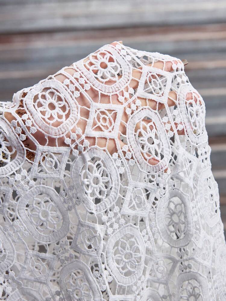 AXEPEAK 男士镂空短袖单排扣时尚衬衫 - 白色 - 查看 6