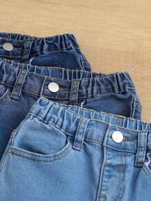 SHEIN Vintaside Kids 3pcs Young Boy Casual Everyday Commute Versatile Elastic Skinny Tapered Jeans - Multicolor - View 5