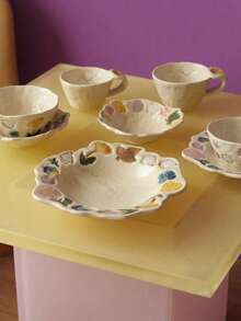 Joivida 1 Stück, japanischer Retro Handarbeit Teller, Frühstücksteller, Salateller, Gemüseteller Dessert Teller, leichte Suppenteller Salatschale, Unterglasur Farbe, Retro Hochwertiger Dessert Teller, Obstschale, Joghurtschale, Geburtstagsgeschenk Teller, Valentinstag Geschenk Teller - Verschiedenfarbig - Übersicht 5