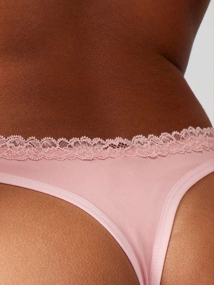 MISSGUIDED Lace Trim High Waist Thong Underwear With Scalloped Edge Detail Comfortable Intimate Lingerie For Daily Wear