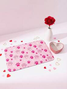 PETSIN 1片装硅胶泥浆宠物食品垫，适用于猫狗，防溅喂食垫，吸水速干垫 - 粉色 - 查看 5