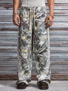 AXEPEAK 男士休闲迷彩印花抽绳腰裤 - 彩色 - 查看 5