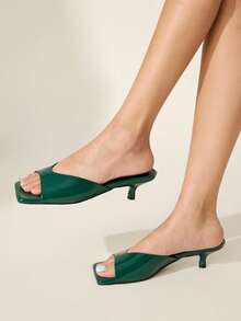 CUCCOO CHICEST 露趾高跟穆勒鞋 返校鞋 大学生鞋 春季鞋 春假复活节 - 綠色 - 查看 2