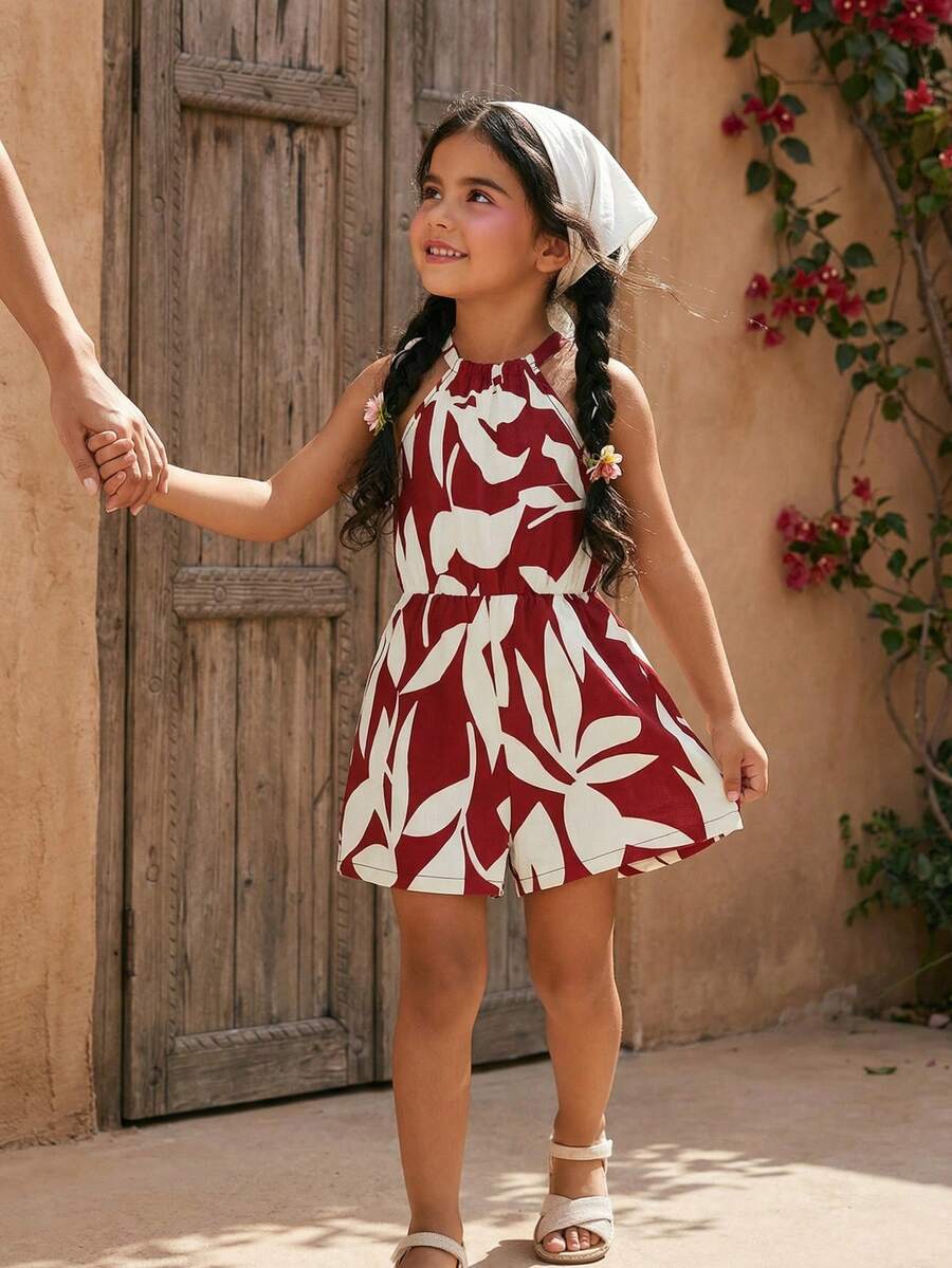 Elladie kids Vacation Casual Daily Print Sleeveless Young Girl (Small) Jumpsuit