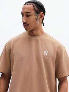 SUMWON Essentials Crew Neck Short Sleeve T-Shirt And Matching Drawstring Shorts Co-Ord Set Summer Casual Loungewear - Brown - View 6