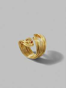 Ontre 18k Gold-Plated Wrapped Wire Minimalist Ring - Yellow Gold - View 3