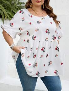 SHEIN CURVE+ Curve 尺码 US22 音乐节、海滨度假、波西米亚风撞色印花衬衫，适合夏季波西米亚度假 - 彩色 - 查看 4