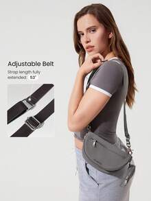 GLOWMODE Bolsa de hombro resistente al agua de 1.5L con correa ajustable y bolsillo extraíble, para uso diario y casual - Gris niebla - Ver 6