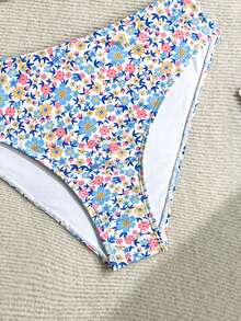 少女夏季沙滩装套装，随机碎花印花。 - 藍色 - 查看 5