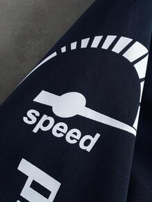 PAVTROS 男士撞色拉链字母印花休闲长袖户外风衣夹克外套，外出字母长袖赛车夹克，适合朋友、丈夫、男朋友的礼物，适合秋季 - 藍色 - 查看 6