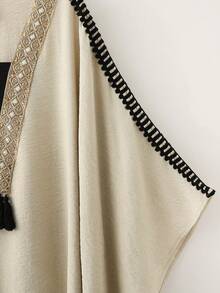 GlowEve 女士纯色领饰长袖连衣裙 - 杏色 - 查看 3