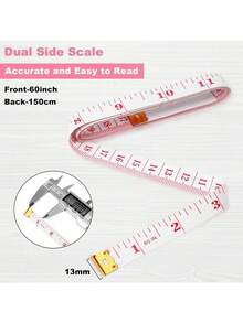 1/2/3/4pcs Soft Measuring Tape, Cloth Sewing Fabric Tailor Small Waist Pink Mini Ruler Body Measurement Tape For Body Measurement, Weight Loss, 150cm/60 Inch (Random Color) - Multicolor - View 4