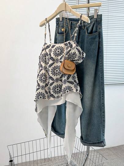 GlowEve CURVE Camisola feminina plus size com estampa floral, blusa elegante e casual para férias, primavera/verão.