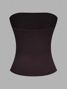 SHEIN EZwear 4 chiếc áo ống nữ màu trơn, chất liệu gân, kiểu dáng thường ngày, thích hợp cho mùa hè. - Nhiều màu - Xem 10