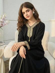 少女优雅派对丝带装饰连衣裙 - 黑色 - 查看 3