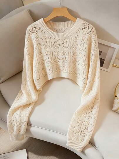 Chiquease New Summer Minimalist Hollow-Out Cropped Knit Sweater For Women Crochet Lace Crop Top 70s Western Crop Top Cowgirl Top Crochet Crop Top Pullover For Women Knit Two Piece Set Crop Top Sweater Knitted Tops Jumpers For Women Summer Summer Jumpers Women Knit Top Crop Sweater Knit Top Women Jumper For Woman Cream Crop Sweater Jumper For Women Crochet Top