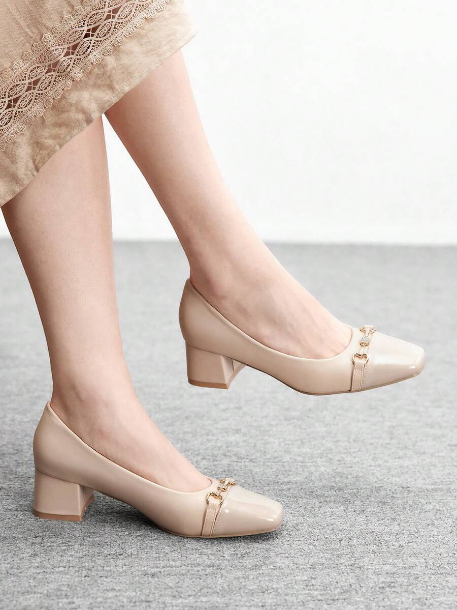 CUCCOO BIZCHIC 女士时尚杏色漆皮高跟鞋 - 深杏 - 查看 1