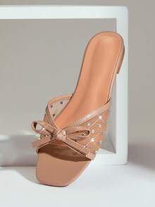 SHUZIA Women's Fashion Comfortable Bow Tie Mesh Flat Sandals