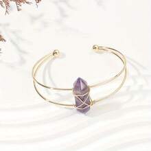 Cirelle 天然石六边形手镯 – 开口式，金属丝缠绕，时尚宝石手链，女士佳选，节日及派对礼物之选 - 彩色 - 查看 7