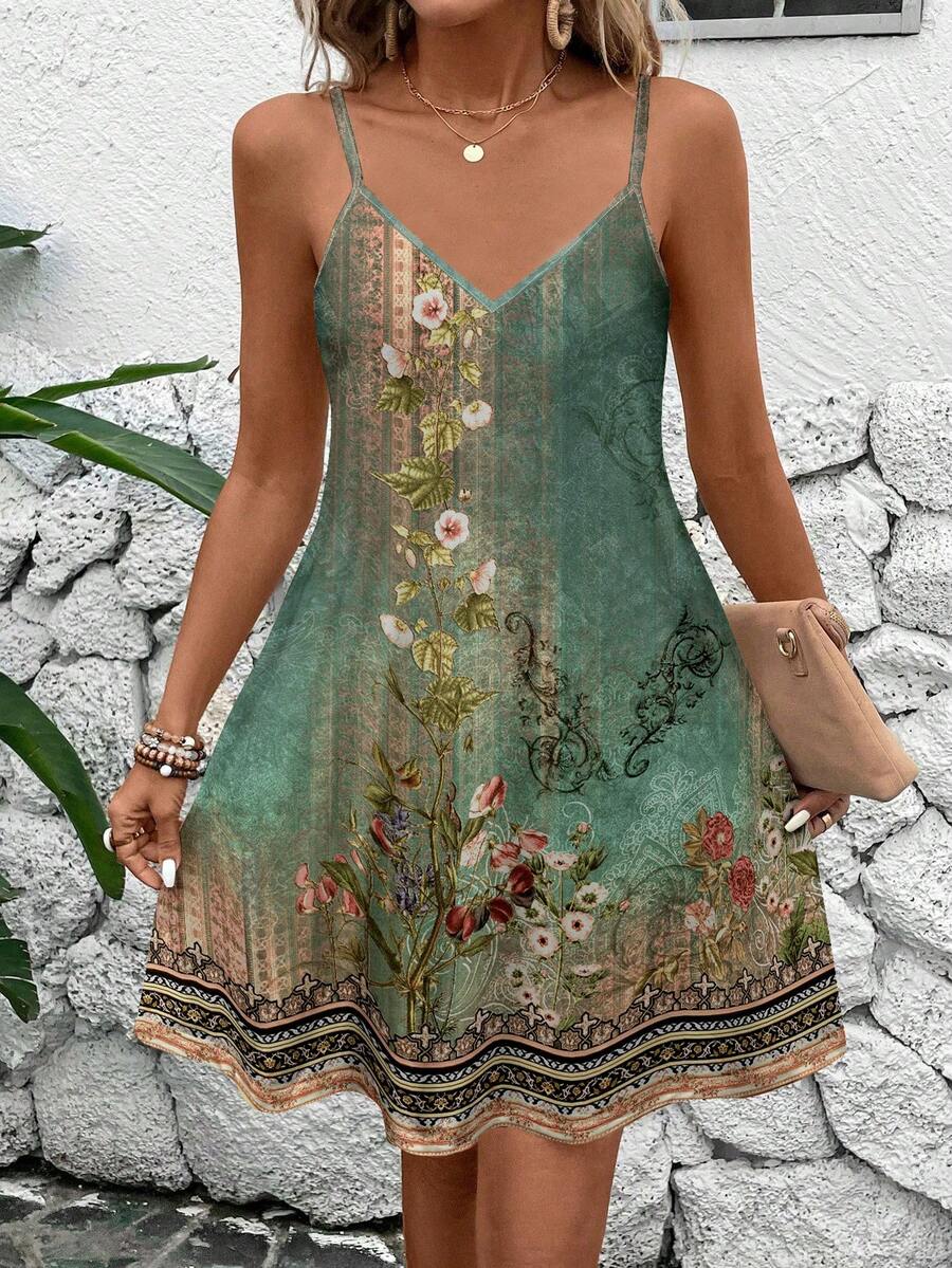 EMERY ROSE Vestido casual minimalista de tiras finas para talla grande, adecuado para el verano - Negro - Ver 1