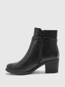 CUCCOO BIZCHIC Botas cortas casuales y cómodas con diseño de cremallera lateral para mujer, versátiles para uso diario - Negro - Ver 10