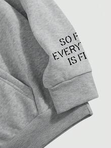 Claim Dot 2pcs Men's Minimalist Printed Hoodie And Pants Set - Light Grey - View 5